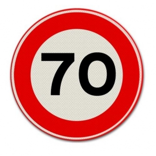 VERKEERSBORD A01-70 MAX. SNELHEID 70 KM PER UUR